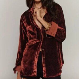 Pilcro | Rust Velvet Shirt Jacket Shacket | XS NWOT